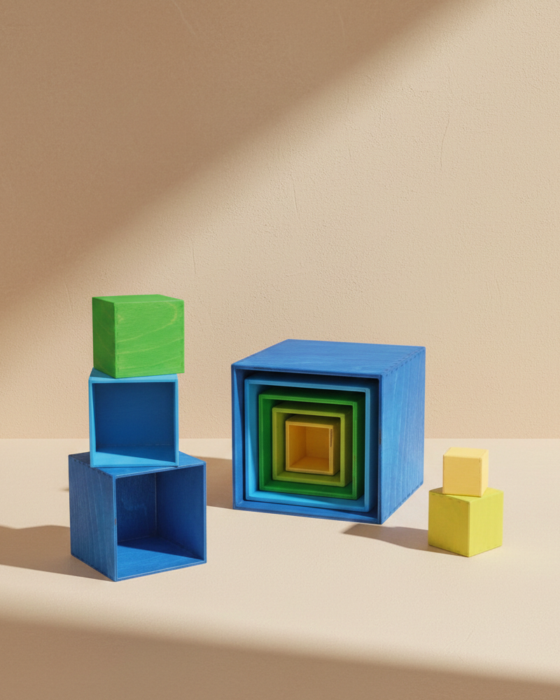 Blue Montessori stacking cube