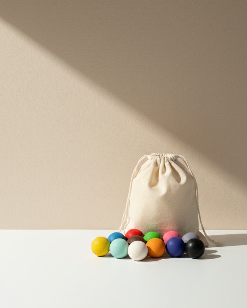 12 coloured balls with bag