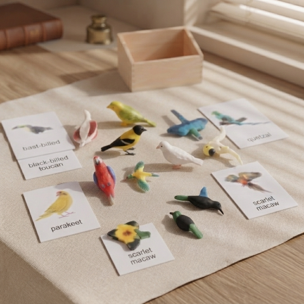 10 Mini Birds models with corresponding cards