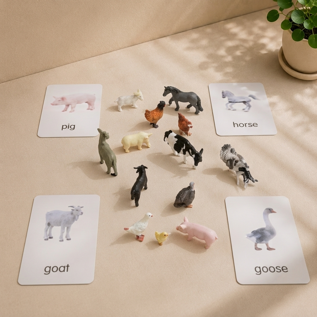 12 Mini Poultry models with corresponding cards