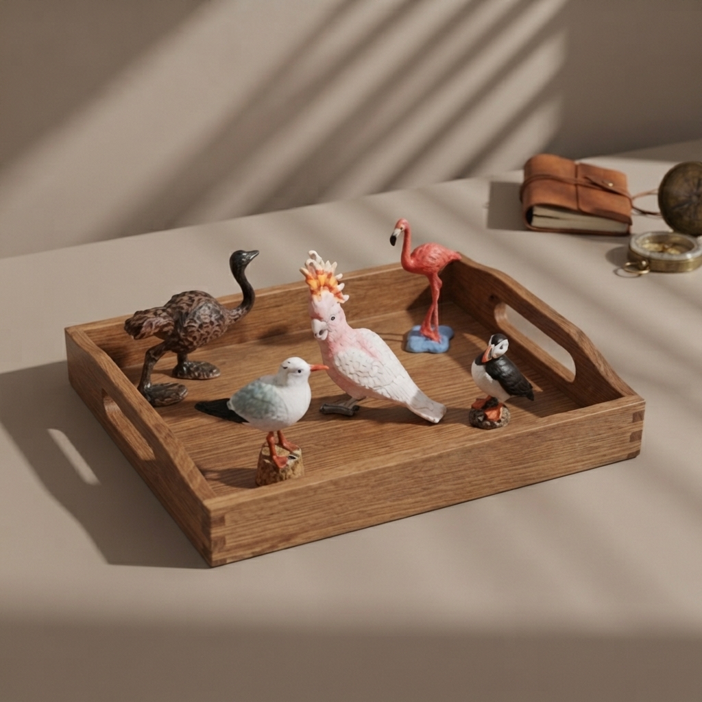 Birds Objects with Wooden tray