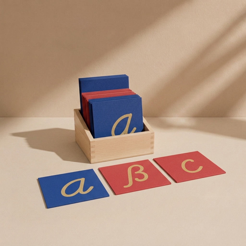 Capital Case Cursive Sandpaper Letters with Box