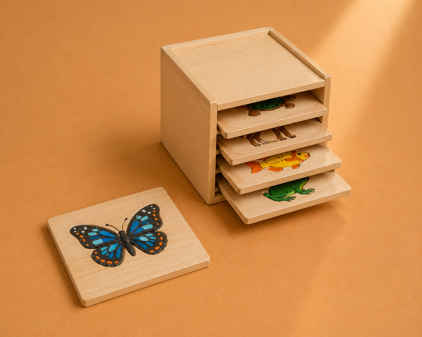 Insect Puzzle Cabinet with 5 Puzzles (butterfly,lady bug,wasp,dragonfly,fly)
