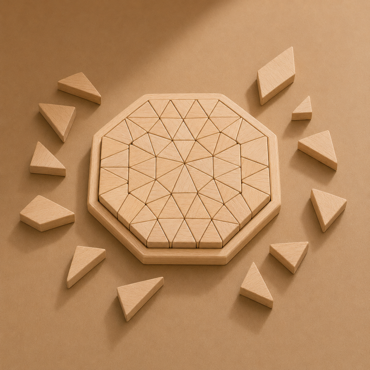 Natural wood  Octagon building set puzzle