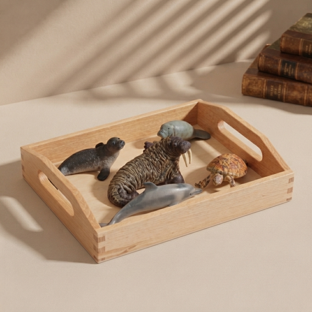 Ocean Animal Objects with Wooden tray