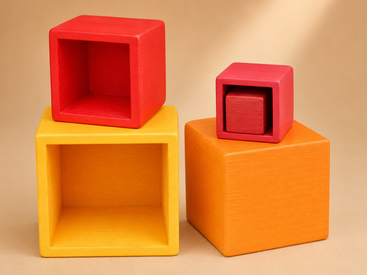 Orange Montessori stacking cube  