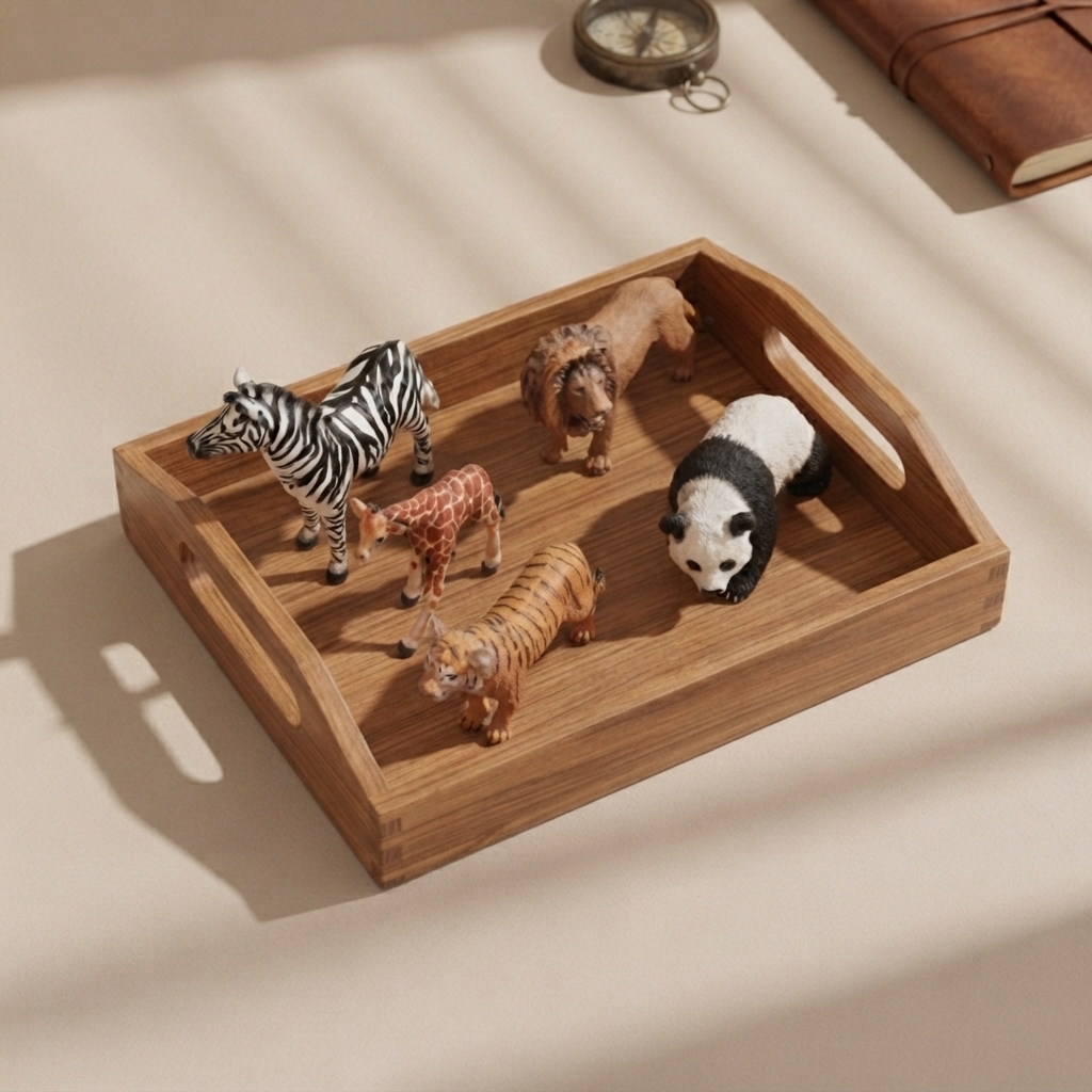 Wild Animals Objects with Wooden tray