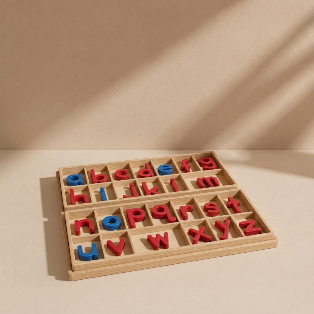 Wood – Large Movable Alphabet (Red & Blue)