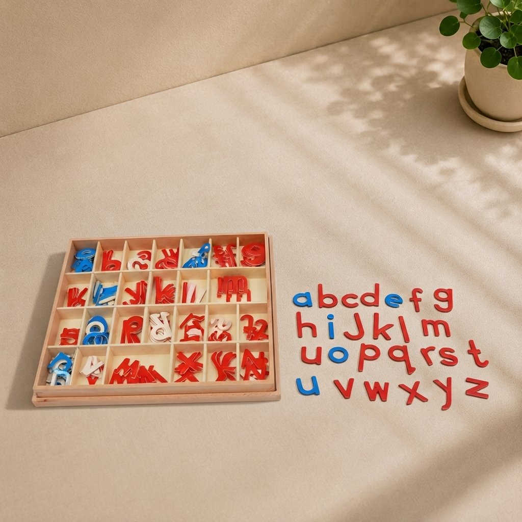 Wood - Small Movable Alphabet (Red & Blue)