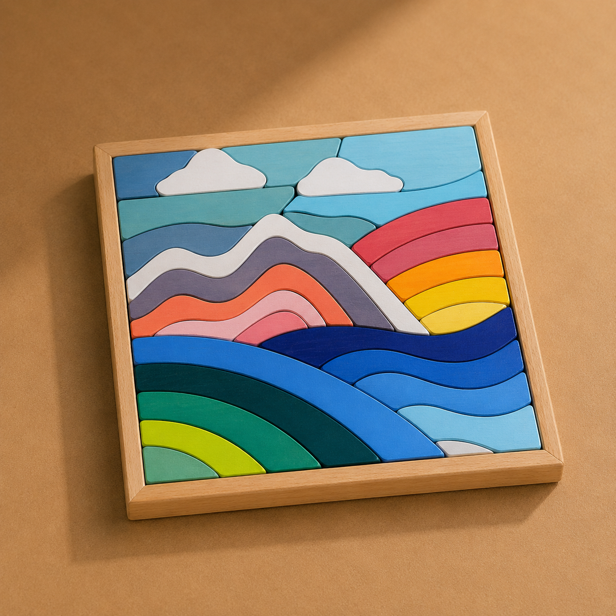 Wooden rainbow sky puzzle