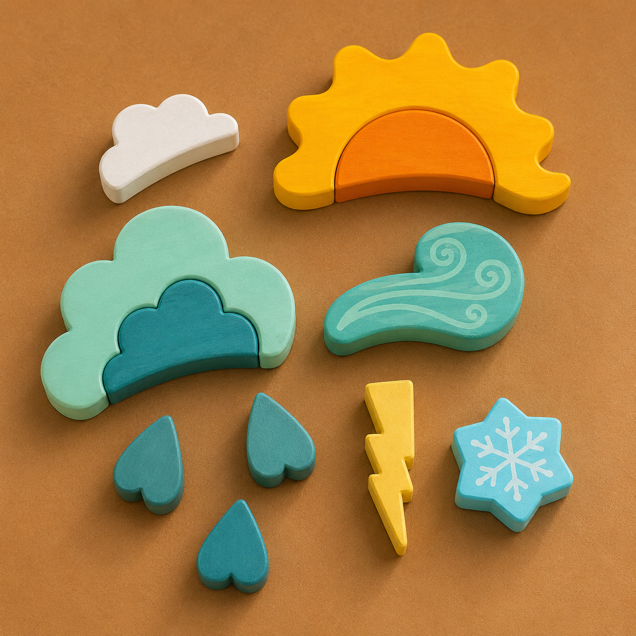 Wooden weather building set