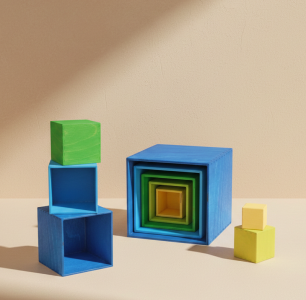 Blue Montessori stacking cube