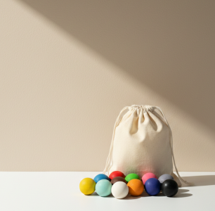 12 coloured balls with bag