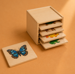 Insect Puzzle Cabinet with 5 Puzzles (butterfly,lady bug,wasp,dragonfly,fly)