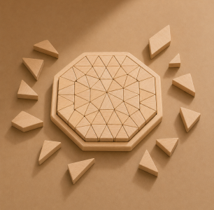 Natural wood  Octagon building set puzzle