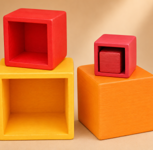 Orange Montessori stacking cube  