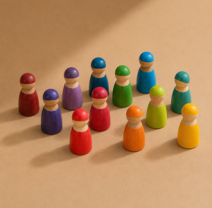 Rainbow peg dolls