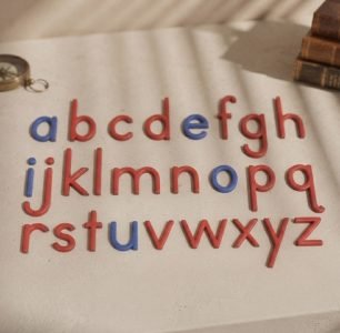Wood-Small Movable Alphabet Red & Blue