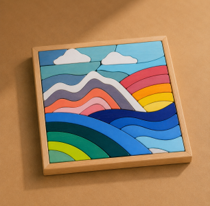 Wooden rainbow sky puzzle