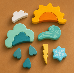 Wooden weather building set